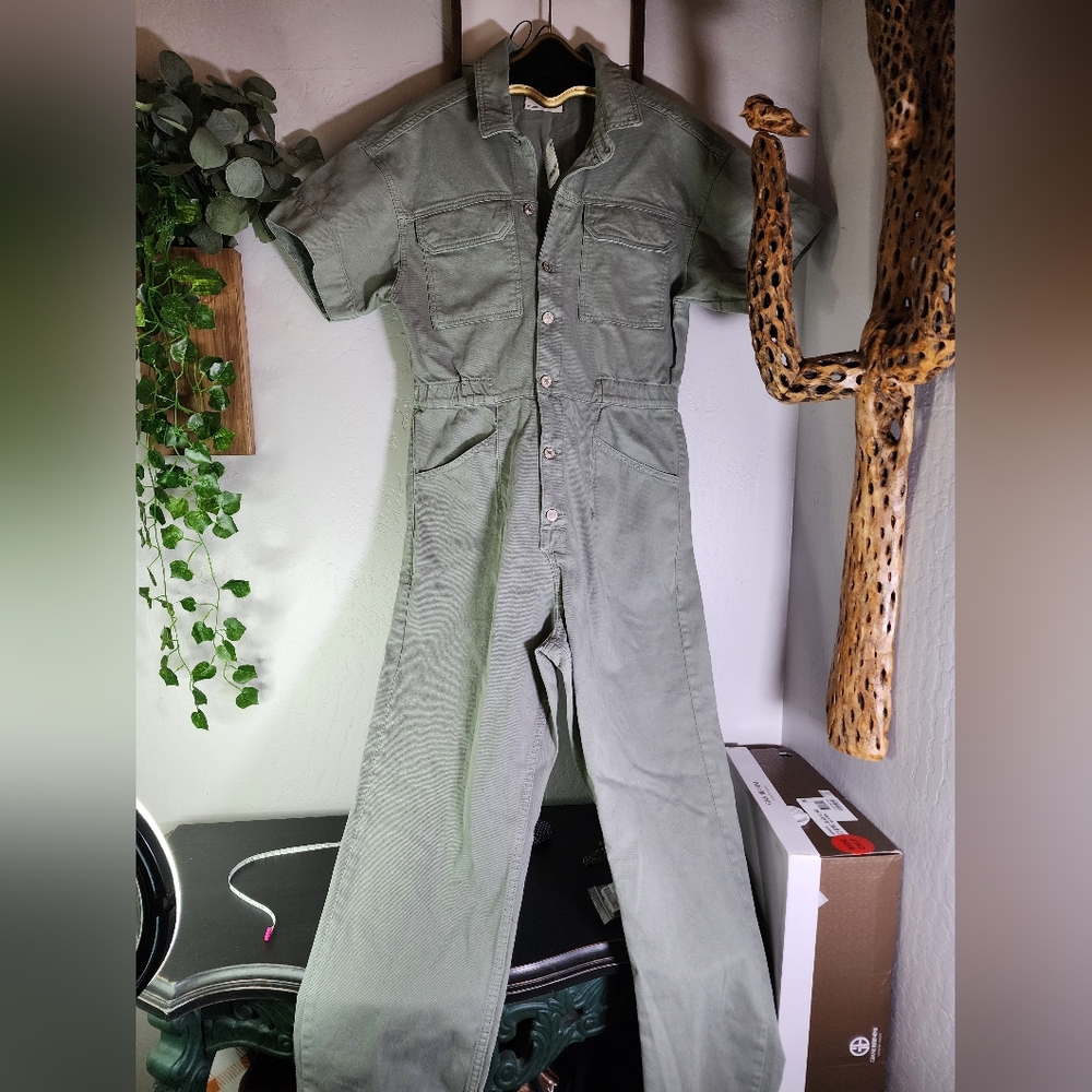 We The Free by Free People Marci Coverall Washed Army Size Large - Picture 5 of 9
